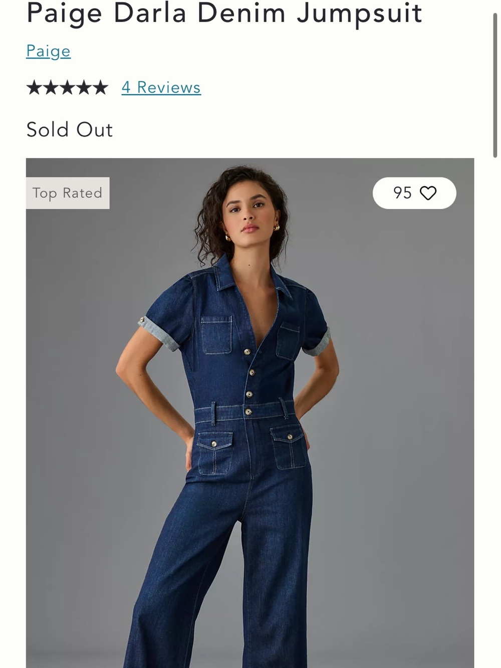 PAIGE Darla Denim Jumpsuit with Wide Legs
